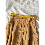 ZARA Woman Mustard Brown Striped Midi Skirt Linen Blend Belted High Waist Size M Photo 5