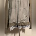 LOGO By Lori Goldstein EUC  Gray Front Woven Bomber Jacket size 10 Photo 2