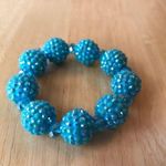 Blue Beaded Stretch Bracelet Retro Disco Trendy Photo 0