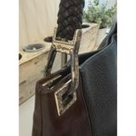 Brighton Leather Charlotte Envelope Shoulder Bag Black Purse Baguette Small VTG Photo 3