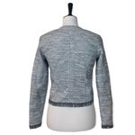 Banana Republic Women's White Black Tweed Fringe Short Zip Front Blazer Size 0 Photo 3