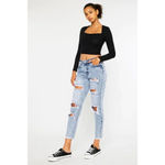 KanCan USA NWT Kancan Collie Super High Rise Distressed Frayed Hem Mom Jeans Size 7/27 Photo 3