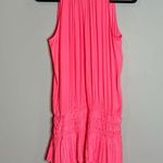 Current Air  Hot Pink Print Satin Ruched Cara Pleated Mini Dress Photo 6