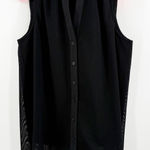 Finley Button Down Shirt SZ Small Sleeveless Mesh Black USA Made Luxury Classic Photo 0