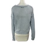 Hooked Up Women's Blue Gray Open Knit Crochet Long Sleeves Crop Sweater Top Sz S Photo 1