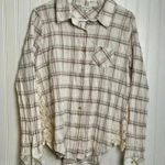 Shyanne  Pink Plaid Button Down Medium Lace Side Panels, Long Sleeve, Western C32 Photo 0