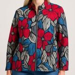 Afred Dunner women's cotton blend floral print zip up blazer jacket, size 16 Gray Photo 0