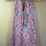 Maeve Anthropologie Halter Top Dress Coral Blue Floral Size Large Photo 2