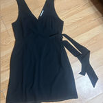Naked Zebra black sleeveless mini dress tie at waist ladies Large NWT Photo 0