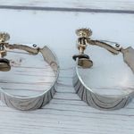 Vintage Clip On Earrings Chunky Hoops Silver Tone Outside, Gold Tone Inside Photo 3