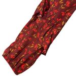 Sonoma  Medium Top Floral Ruffled Long Sleeve Tie Keyhole Neck Dark Rust Multi Photo 1