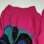 Jaclyn Smith VTG 90s Beaded Floral Sweater Womens S Pink Purple Knit Retro Glam Photo 2