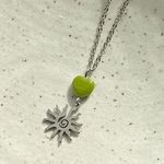 Handmade retro vintage boho funky style quality Czech glass heart & sun necklace☀️💚 Photo 3
