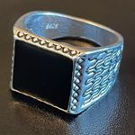 Black obsidian gemstone S925 silver ring size 8.5 Photo 2