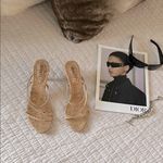 Schutz  anthro Evenise strapy 90’s Y2K Kitten Heel Sandals Natural cork size 9 Photo 1