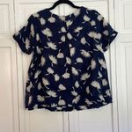 Old Navy navy printed linen blendâswing blouse M Photo 6