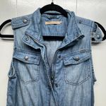 Max jeans  Cotton Linen Chambray Women's Utility Vest Small Full Zip Breathable Photo 2