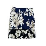 White House | Black Market WHBM Navy Black Floral Colorblock Skirt Size 4 Photo 2