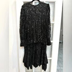 Vintage Judith Ann Creations Neiman Marcus Beaded Sequin Midi Formal Gown Size L Black Size L Photo 1