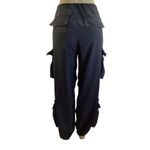 Black Size Large Cargo Pants With Multiple Pockets & Drawstring Waist. Preloved Photo 2