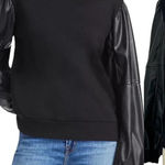 Generation Love Finley Faux Leather Sleeve Sweatshirt Black Size XS Photo 0