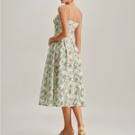 Rihoas Green Floral Sweetheart Neck Pleated Slip Midi Dress Size M Photo 3