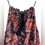 Xhilaration Xhileration Floral Maxi Boho Dress - Navy & Orange Floral. Tassel Ties & Slits Photo 3