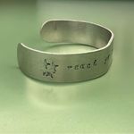Handstamped Reach for the Stars Silver Tone Cuff Bracelet Photo 1