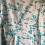 Talbots White 100% Cotton Jacket Turquoise Toile Print Button Blazer top Sz 6 P Photo 8