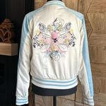 Disney Alice In Wonderland Womens Size XS White Jacket Bomber Vtg Photo 4