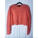 Topshop  Petite Neon Peach Cropped Knit Crew Neck Sweater Size 10 Large Photo 1
