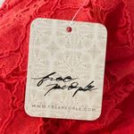 NEW FREE PEOPLE LACE CROP FLARE PANTS IN RED SIZE S! Photo 1