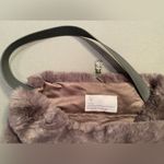 Evelyne Prelonge Faux Fur Shoulder Bag with Pom Pom and Leather Strap Handle Gray Photo 2