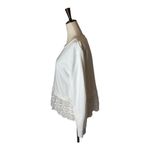 J.Crew  White Cotton Round Neck Long Sleeve Eyelet Hem Sweatshirt‎ Size S Photo 5