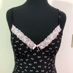 Apt. 9  Intimates Black and Pink Lace Bow Print Coquette Mini Slip Dress Photo 1
