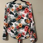 Guess  small high low tie front blouse v neck long sleeve button front floral Photo 3