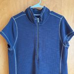 Tommy Bahama  Navy Blue Quarter Zip Short Sleeve Dress L Photo 2