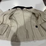 Lafayette 148  Linen Blend Cream Faux Leather Trim Long Sleeve Blazer Jacket‎ 10 Photo 5