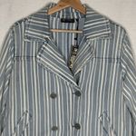 Diane Gilman Striped Denim Double Breasted Jacket Blue White Size Small Preppy Photo 1