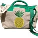 Wildfox  pineapple small tote bag NWT. Cotton / poly. Grey, green and yellow. Photo 0