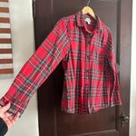 L.L.Bean | Women's Red Plaid Relaxed Fit Button Down Flannel Shirt | Medium Photo 4