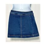 Free People Womens Denim Button Front A-Line Mini Stretch Jean Skirt Blue Size 0 Photo 6
