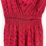 70’s Vintage Ruby Drape Neck Midi Dress Velvet Stripe Red Size XS Photo 3