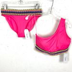 Peixoto Womens One Shoulder 2 Piece Bikini Swim Suit Pink Ribbed Fabric Trim XL Photo 11
