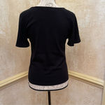Elodie  black from button knit top corset lines short sleeves Sz L Photo 4