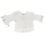 CAbi Cream Ivory Fringe Fiesta Poncho Open Knit Half Sleeve Sweater Top size M Photo 6