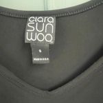 Clara Sun Woo Black Top Size Small Sheer Ruched Sleeves Dressy Casual Holiday Photo 1