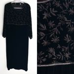 Vintage Kiko Black Velvet Floral Burnout Maxi Dress Witchy Whimsigoth Large Photo 1