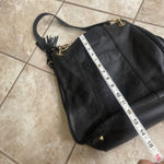Boston Proper   Black Leather Shoulder Bag Gold Chain Detail Tassel Hobo Purse Photo 3