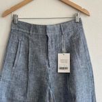 Everlane The Linen Way High Drape Pant in White Blue, Size 4 Photo 6